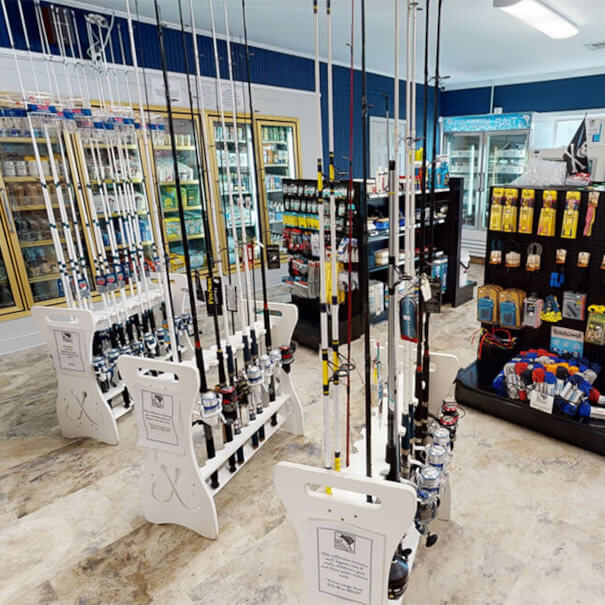 Bluewater Tackle Store Image showing selection of fishing gear